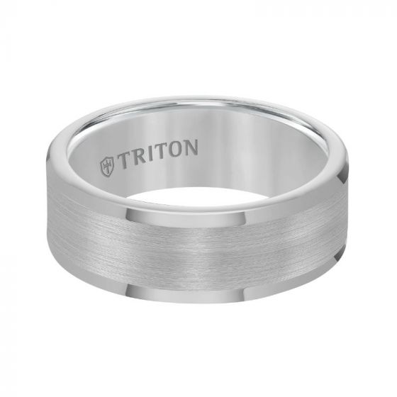 Triton Roll Edge Satin Finish Flat Center Wedding Band