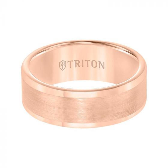 Triton Roll Edge Satin Finish Flat Center Wedding Band