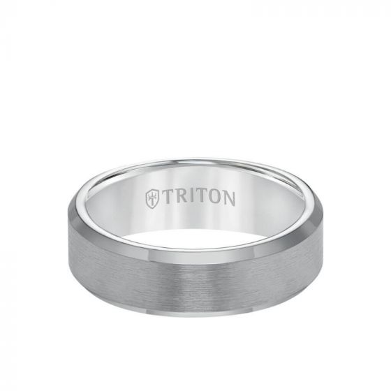 Triton 7MM Tungsten Carbide Ring - Satin Finish and Bevel Edge