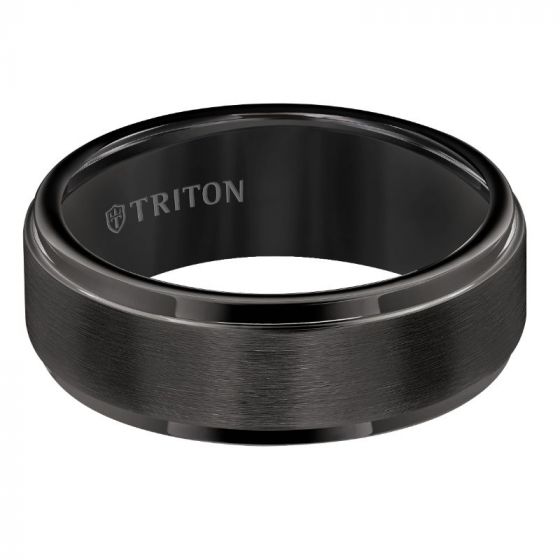 Triton Step Edge Satin Center Classic Wedding Band