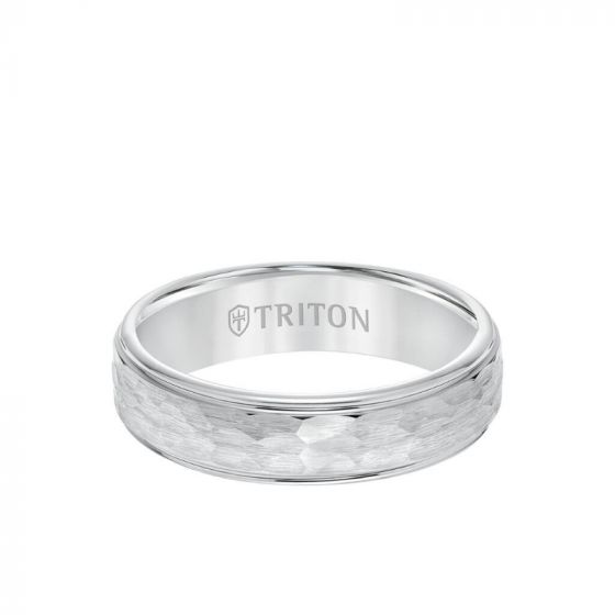 Triton White Tungsten Carbide Wedding Band