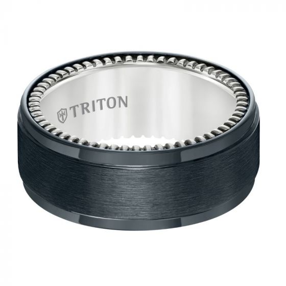 Triton Brush Finish Step Edge Contemporary Wedding Band