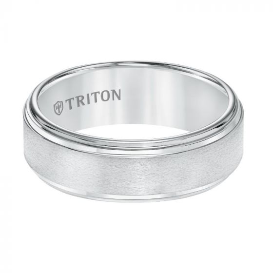 Triton Step Edge Satin Center Contemporary Wedding Band
