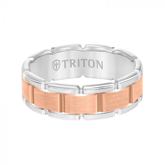Triton Satin Finish Steel Edge Contemporary Wedding Band