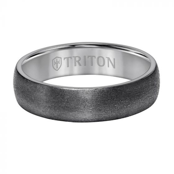 Triton Brush Finish Flat Edge Contemporary Wedding Band