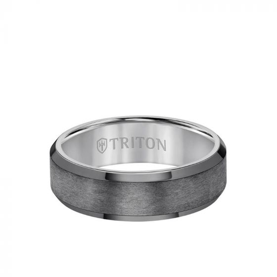Triton Satin Finish Bevel Edge Contemporary Wedding Band