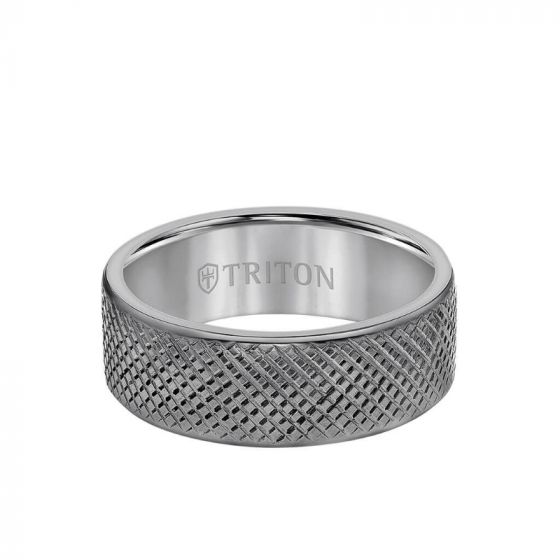 Triton Florentine Finish Round Edge Wedding Band