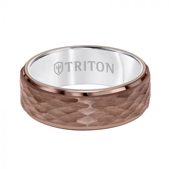 Triton Hammered Finish Flat Edge Wedding Band