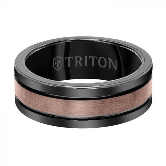 Triton Brush Finish Flat Edge Contemporary Wedding Band
