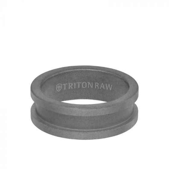 Triton 8MM Tungsten RAW Ring - Sandblasted Matte Finish and Slot Profile