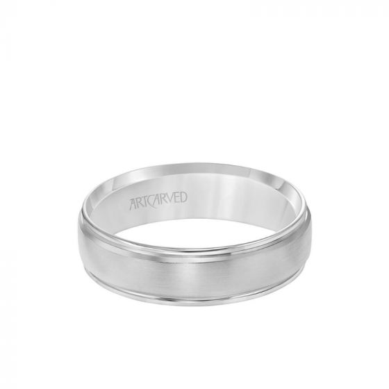 ArtCarved Platinum 6MM Men's Classic Wedding Band - Bright Brush Finish and Round Edge