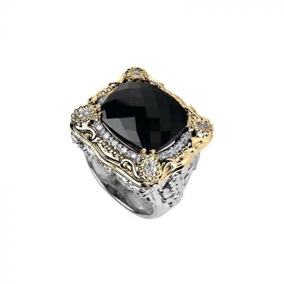 Vahan 14k Yellow Gold & Sterling Silver Onyx Ring