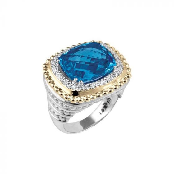 Vahan 14k Yellow Gold & Sterling Silver London Blue Topaz Ring