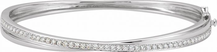 14K White 1 CTW Diamond Criss-Cross Bangle Bracelet