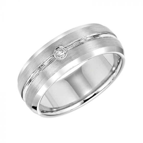 Triton Dome Bevel Edge Stone Wedding Band