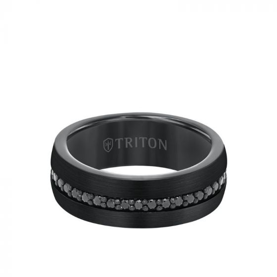 Triton Black Tungsten Carbide Wedding Band