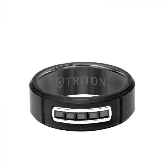 Triton Black Tungsten Carbide Wedding Band