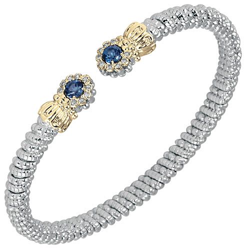 Vahan 4mm 14k Gold & Sterling Silver Diamond And London Blue Topaz Bracelet