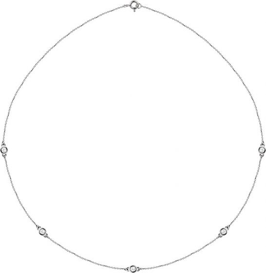 14K White 1/2 CTW Diamond 5-Station 18 Necklace