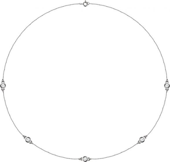 14K White 3/4 CTW Diamond 5-Station 18 Necklace