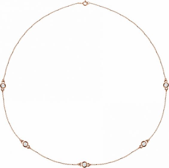 14K Rose 1 CTW Diamond 5-Station 18 Necklace