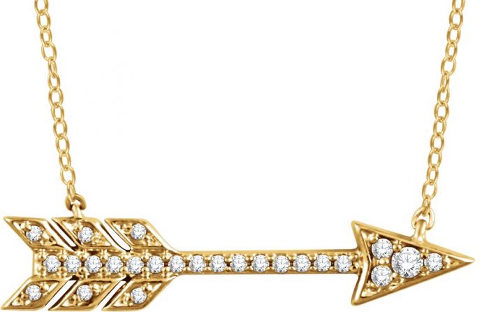 14K Yellow 1/10 CTW Diamond Arrow 18 Necklace
