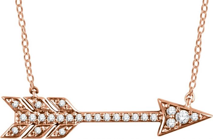 14K Rose 1/10 CTW Diamond Arrow 18 Necklace