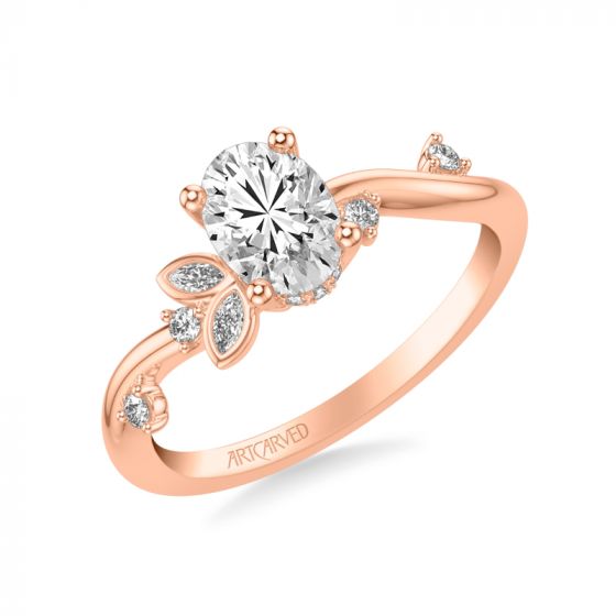 Artcarved Bridal Mounted with CZ Center Contemporary Engagement Ring 18K Rose Gold