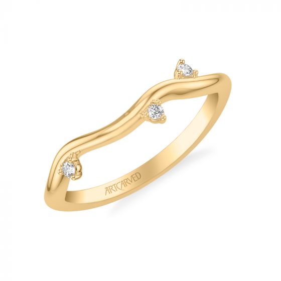 Artcarved Bridal Mounted with Side Stones Contemporary Diamond Wedding Band 14K Yellow Gold
