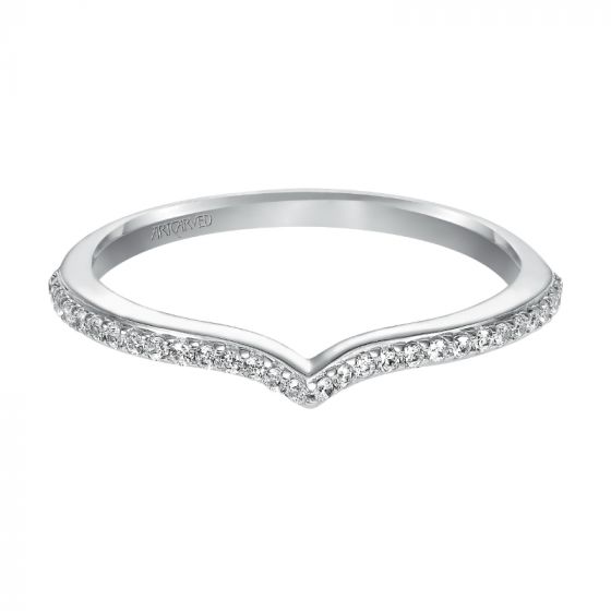 Artcarved Bridal Mounted with Side Stones Contemporary Diamond Wedding Band Lauren 14K White Gold