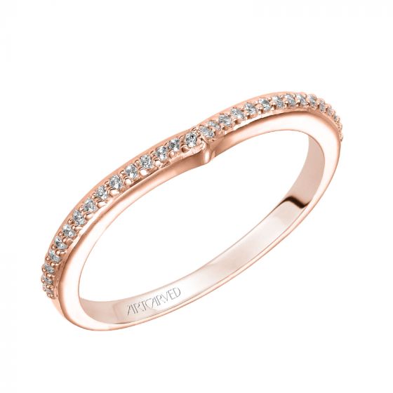 Artcarved Bridal Mounted with Side Stones Classic Diamond Wedding Band Elizabeth 14K Rose Gold