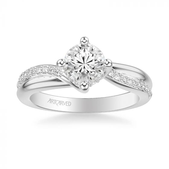ArtCarved Platinum Stella Contemporary Side Stone Twist Diamond Engagement Ring