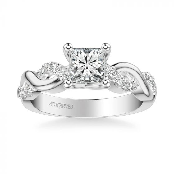 ArtCarved Platinum Gabriella Contemporary Side Stone Twist Diamond Engagement Ring