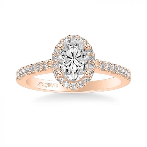 ArtCarved Kate Classic Oval Halo Diamond Engagement Ring in 14k Rose Gold