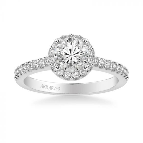 ArtCarved Layla Classic Round Halo Diamond Engagement Ring in 18k White Gold