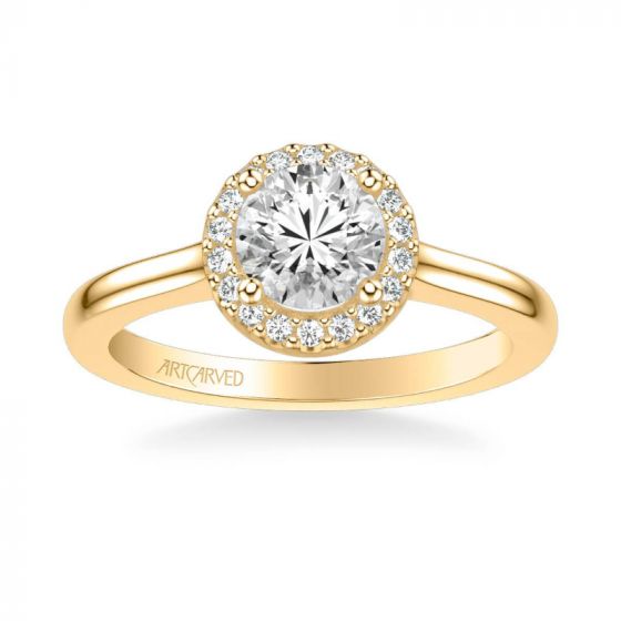 ArtCarved Allison Classic Round Halo Diamond Engagement Ring in 14k Yellow Gold