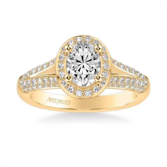 ArtCarved Ariel Classic Oval Halo Diamond Engagement Ring in 14k Yellow Gold