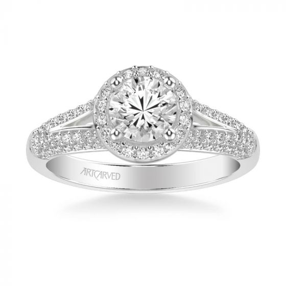 ArtCarved Platinum Reese Classic Round Halo Diamond Engagement Ring