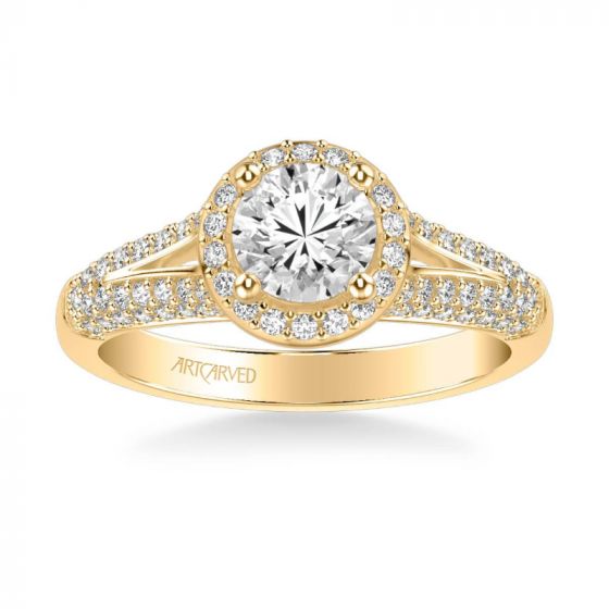 ArtCarved Reese Classic Round Halo Diamond Engagement Ring in 14k Yellow Gold