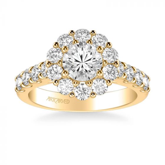 ArtCarved Wynona Classic Round Halo Diamond Engagement Ring in 14k Yellow Gold