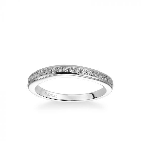 ArtCarved Carina Contemporary Channel Set Diamond Wedding Band in 14k White Gold
