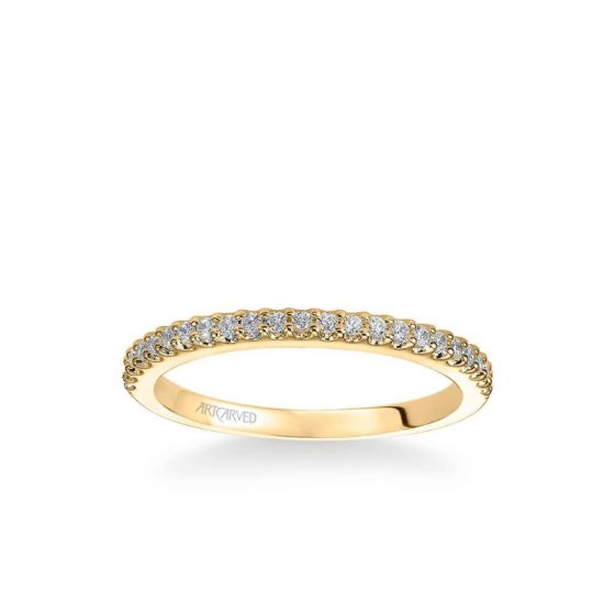 ArtCarved Virginia Contemporary Channel Set Diamond Wedding Band in 18k Yellow Gold