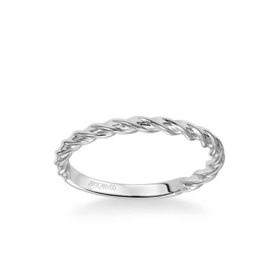 ArtCarved Platinum Joanna Contemporary Polished Rope Wedding Band