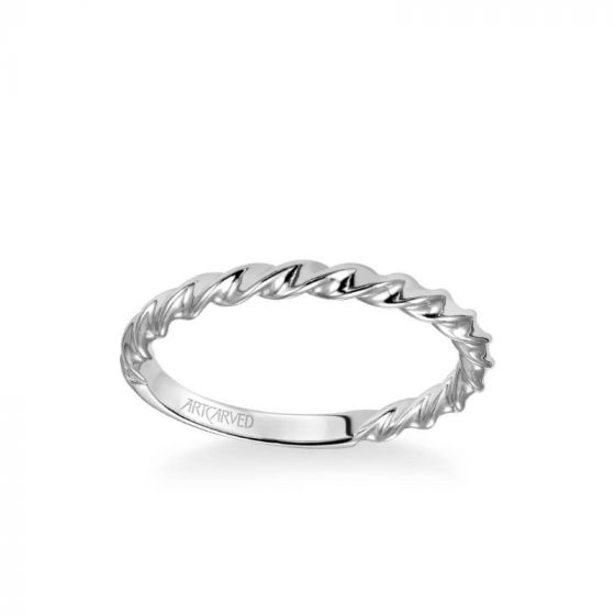 ArtCarved Jolie Contemporary Polished Rope Wedding Band in 18k White Gold