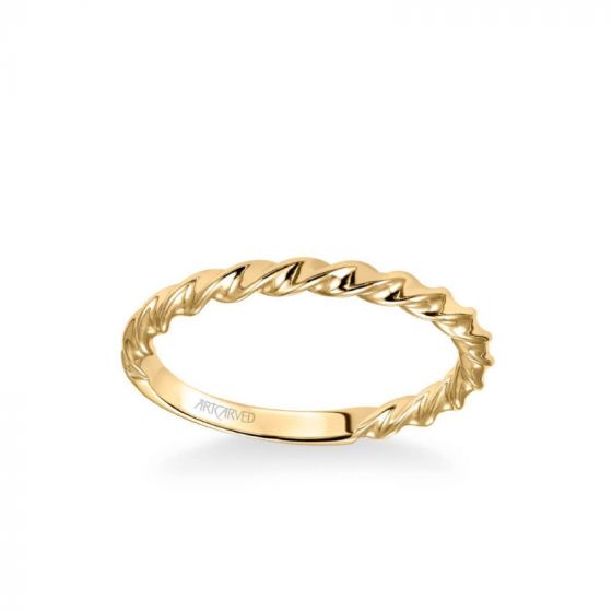 ArtCarved Jolie Contemporary Polished Rope Wedding Band in 14k Yellow Gold