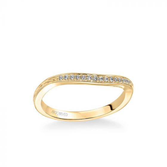 ArtCarved Farrah Vintage Diamond Engraved Wedding Band in 18k Yellow Gold