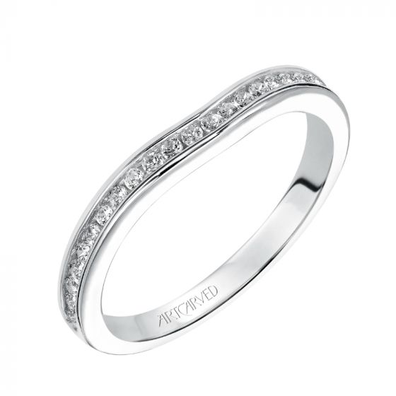 Artcarved Bridal Mounted with Side Stones Classic Diamond Engagement Ring Isla 14K White Gold