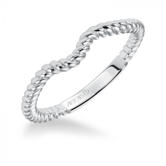 Artcarved Bridal Band No Stones Contemporary Twist Halo Wedding Band Serina 14K White Gold