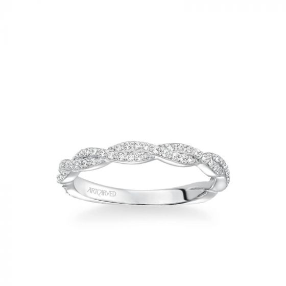 ArtCarved Platinum Madeleine Contemporary Diamond Twist Wedding Band