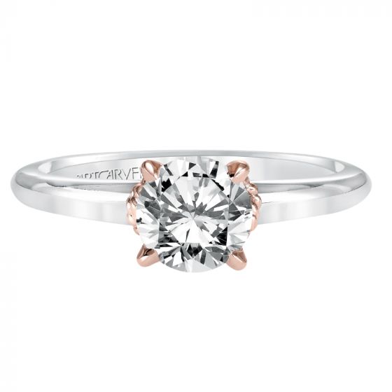Artcarved Bridal Semi-Mounted with Side Stones Contemporary Rope Solitaire Engagement Ring Clarice 14K White Gold